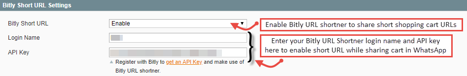 Bitly Short URL Settings