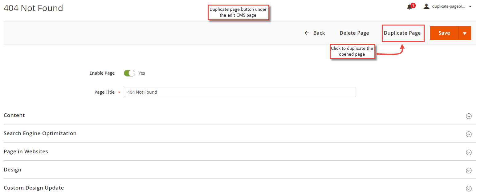 Duplicate Page Button in Page Edit