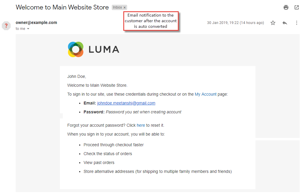 Email Notification to Customers