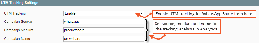 UTM Tracking Settings