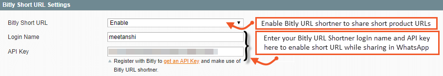 Bitly Short URL Settings