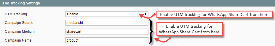 UTM Tracking Settings